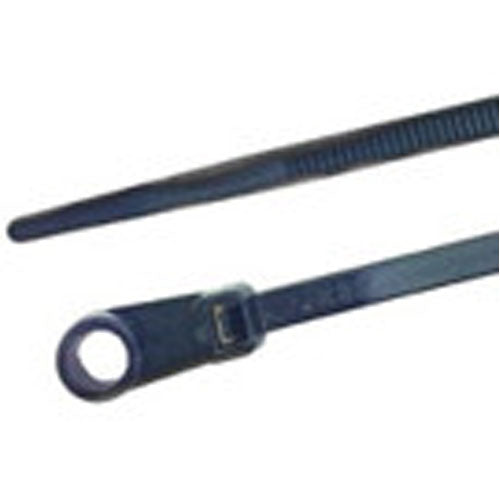 W Box 8" Black Wire Tie w/Screw Mount (100 Pack) - 0E-WTS8B