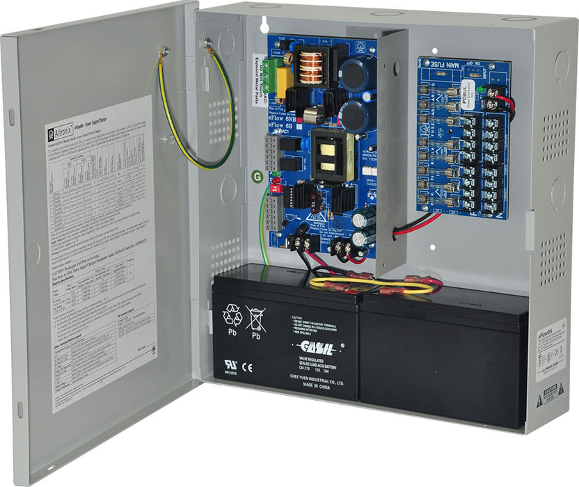 Altronix Power Supply Charger 8 Fused Outputs 12/24VDC @ 6A Aux Output FAI LinQ2 Ready 115VAC BC300 Enclosure - EFLOW6N8