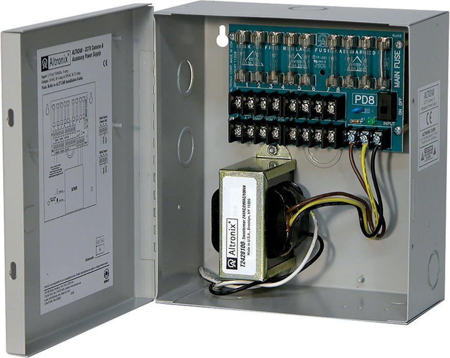 Altronix CCTV Power Supply 8 Fused Outputs 24/28VAC @ 4A 115VAC BC100 Enclosure - ALTV248
