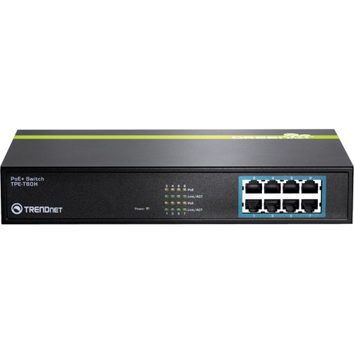 TRENDnet 8-Port Fast Ethernet PoE+ Switch - TPE-T80H
