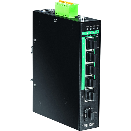 TRENDnet 5-Port Hardened Industrial Gigabit PoE+ DIN-Rail Switch - TI-PG541