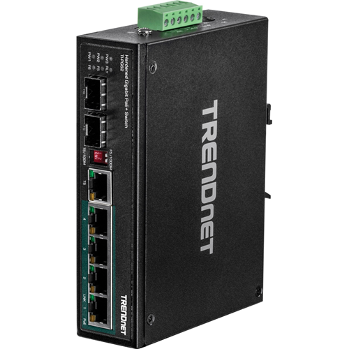 TRENDnet 6-Port Industrial Gigabit PoE+ DIN-Rail Switch 12 – 56 V - TI-PG62