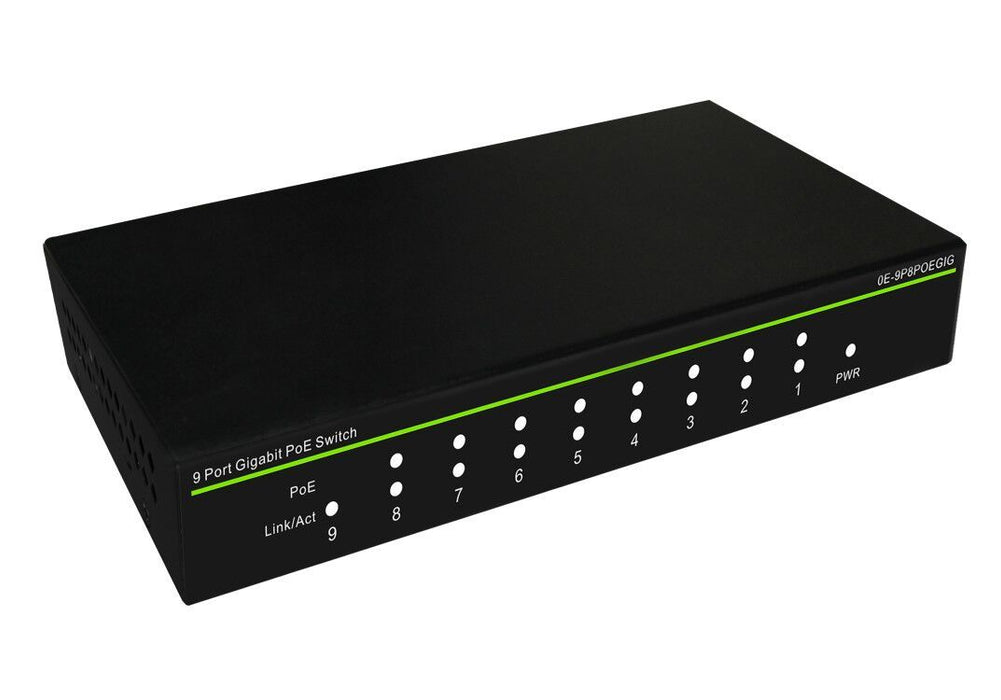 W Box 9 Port Fast Gigabit Ethernet PoE Switch - 0E-9P8POEGIG