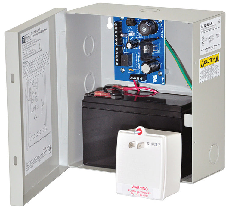 Altronix Access Control Power Supply Charger  2 PTC Class 2 Outputs  12/24VDC @ 1A  24VAC  BC100 Enclosure  includes Plug in Transformer - AL125ULP