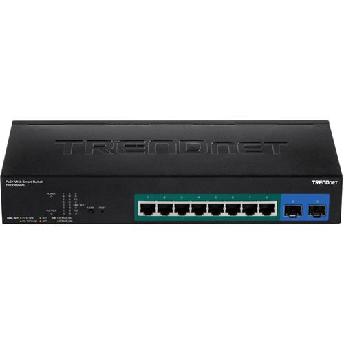 TRENDnet 10-Port Gigabit Web Smart PoE+ Switch - TPE-082WS